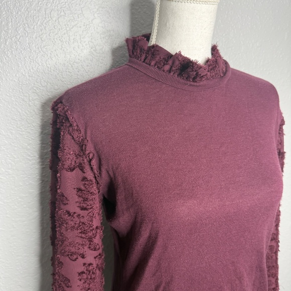 Pre-Owned Burgundy plum 14th & Union pullover sweater sleeve design Large -cp - Picture 4 of 9